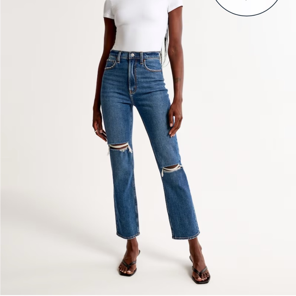 A&F Ankle Straight Ultra High Rise Jeans